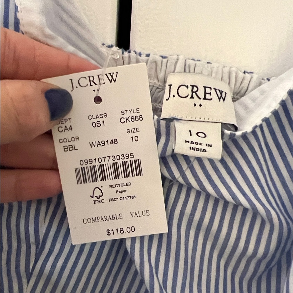 NWT J Crew Blue and White Striped Dress - Picture 2 of 13